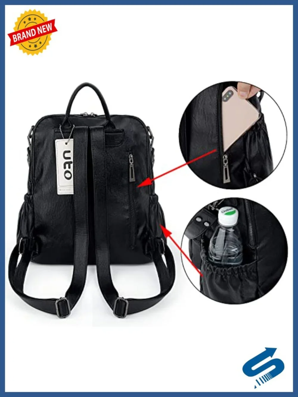 Women's Vegan Leather Convertible Backpack Purse with Tassel, Travel Rucksack